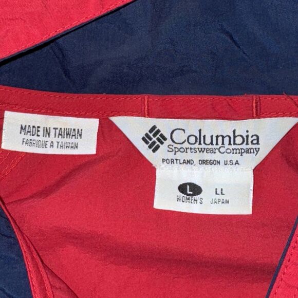 Vintage Columbia Nylon Pullover Hooded Jacket Men's Size Large Red Big Pocket - Picture 7 of 12